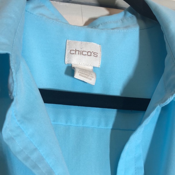 Chico’s Modal Button Top Roll up Sleeves Tab SZ 2 - Picture 2 of 6